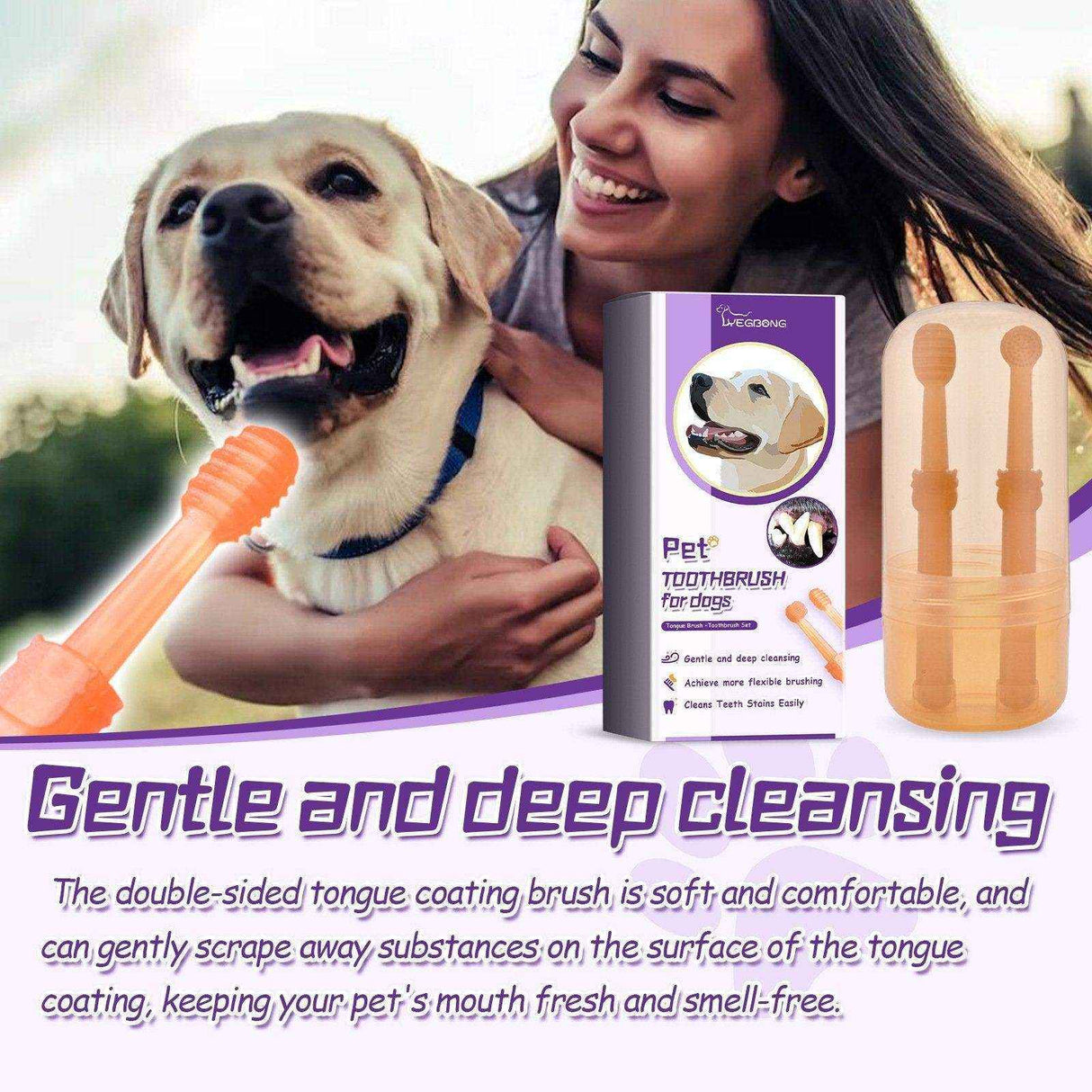 Pet Tongue Brush Toothbrush Suit Pet Oral Cleaning Stains Tartar Oral Health Care
