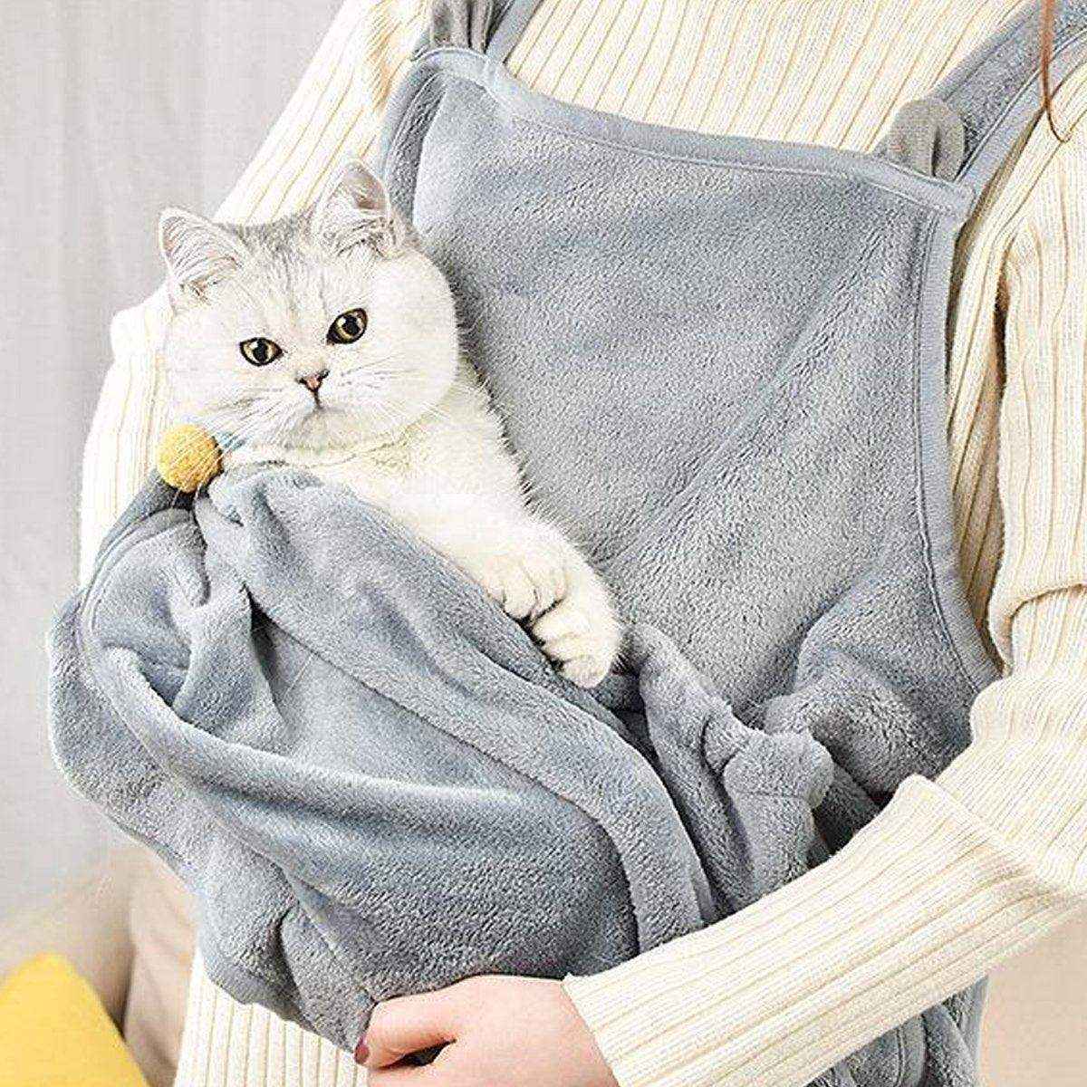 Non-stick Hair Cat Apron Suit Kangaroo Style No Hole Pet Bib for Grooming Safety