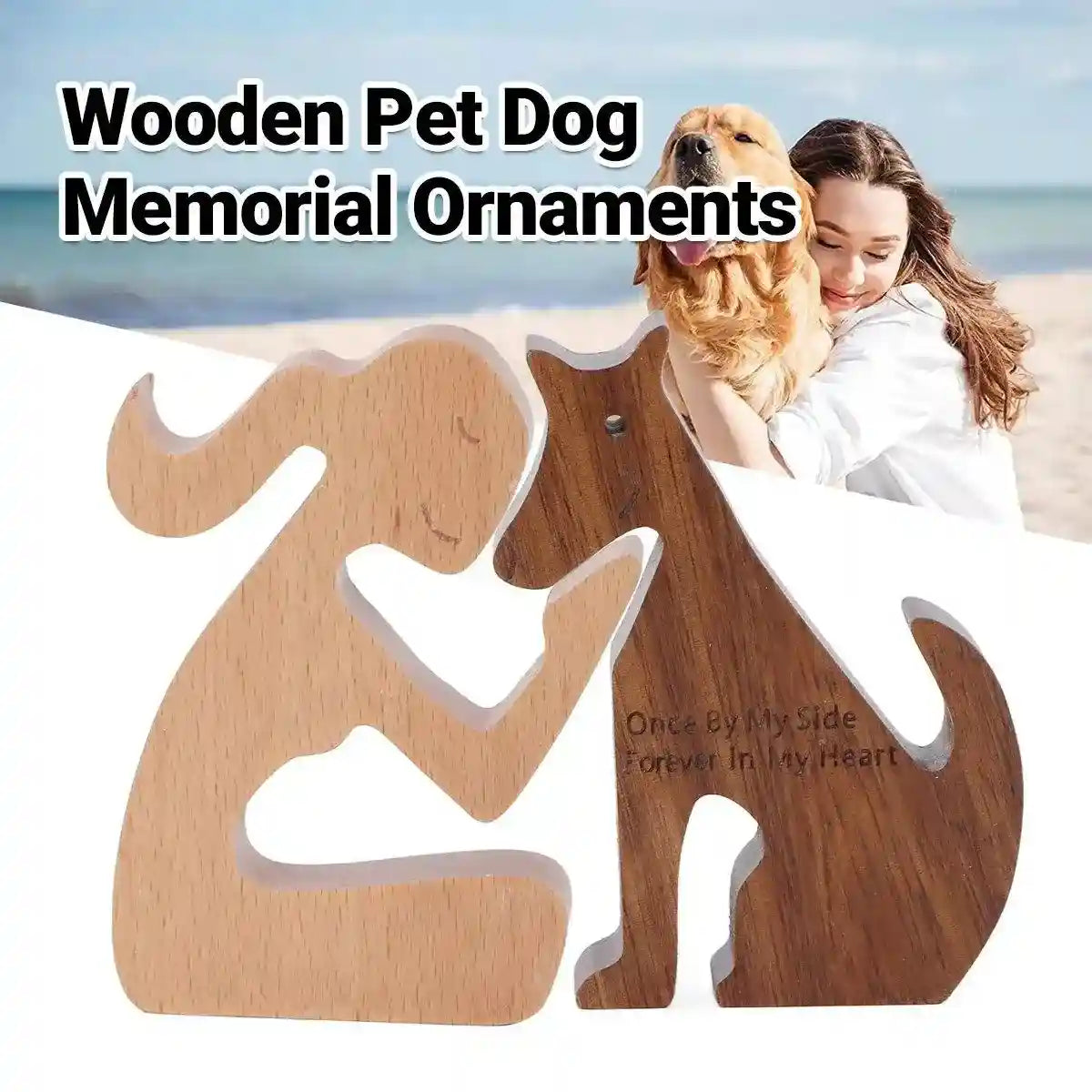 Puppy Wooden Ornament Pet Memorial Desktop Decoration for Home or Office Display