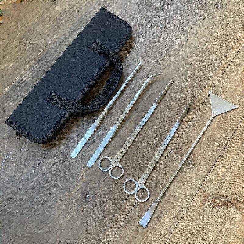 Aquarium Tool Kit Stainless Steel Aquatic Plant Tweezers Scissors Spatula Set