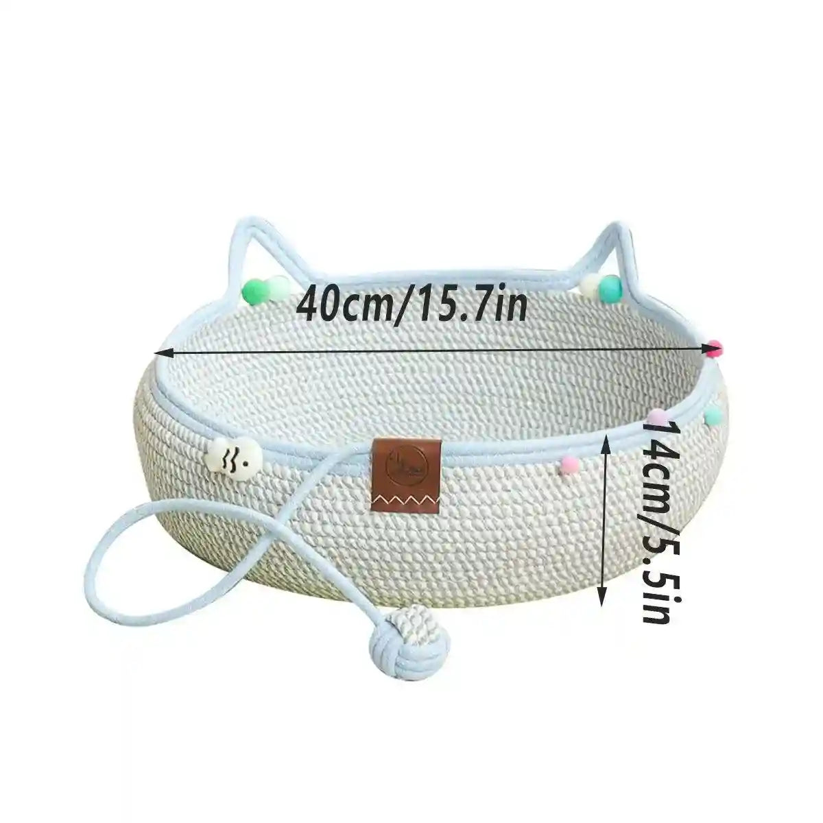 Hand-Woven Cattail Cat Nest with Scratch Board