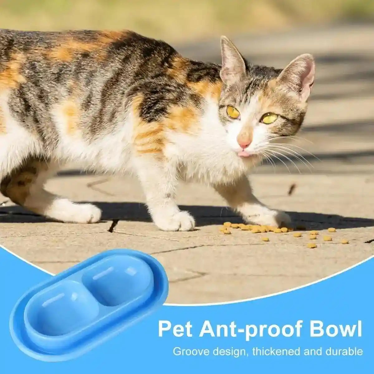 Outdoor Waterproof Double Cat Feeding Bowl Rainproof Pet Food Bowl Anti-Ant