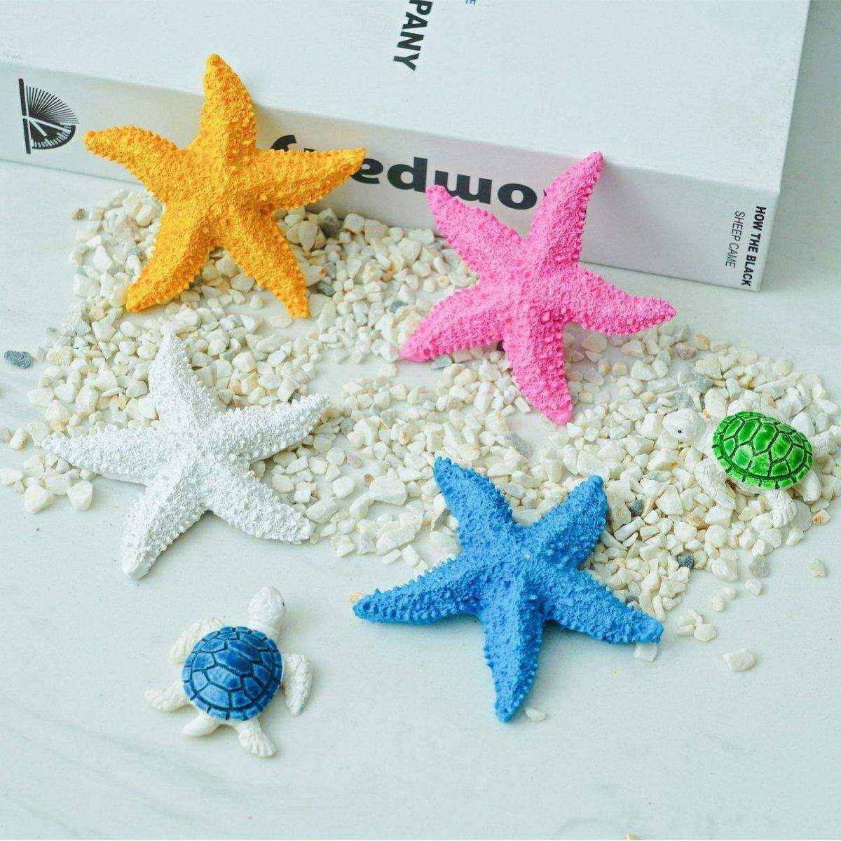 4 X Vibrant Aquarium Starfish Decorations Set
