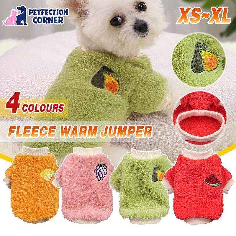 Small fleece dog jumper in red for winter warmth