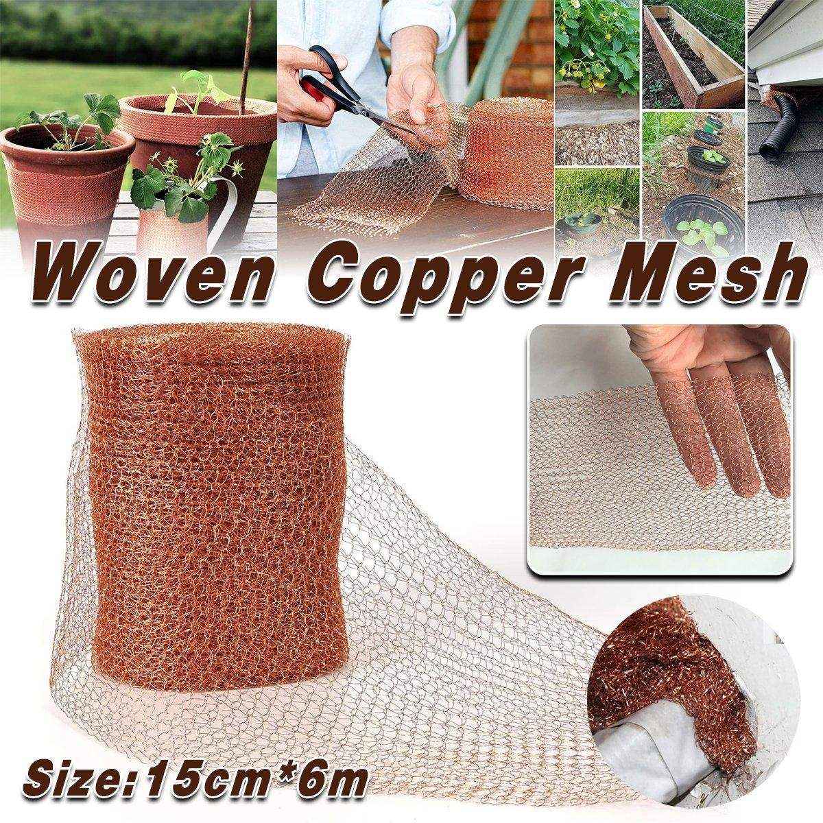 Woven Copper Mesh Roll 15cm x 6m for Gardening Pest Control