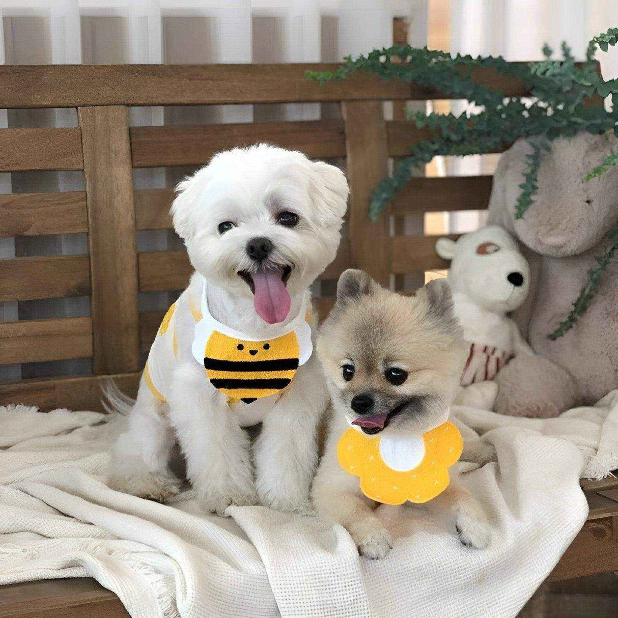 Adorable Dog Bibs with Flower & Bee Design for Stylish Pets