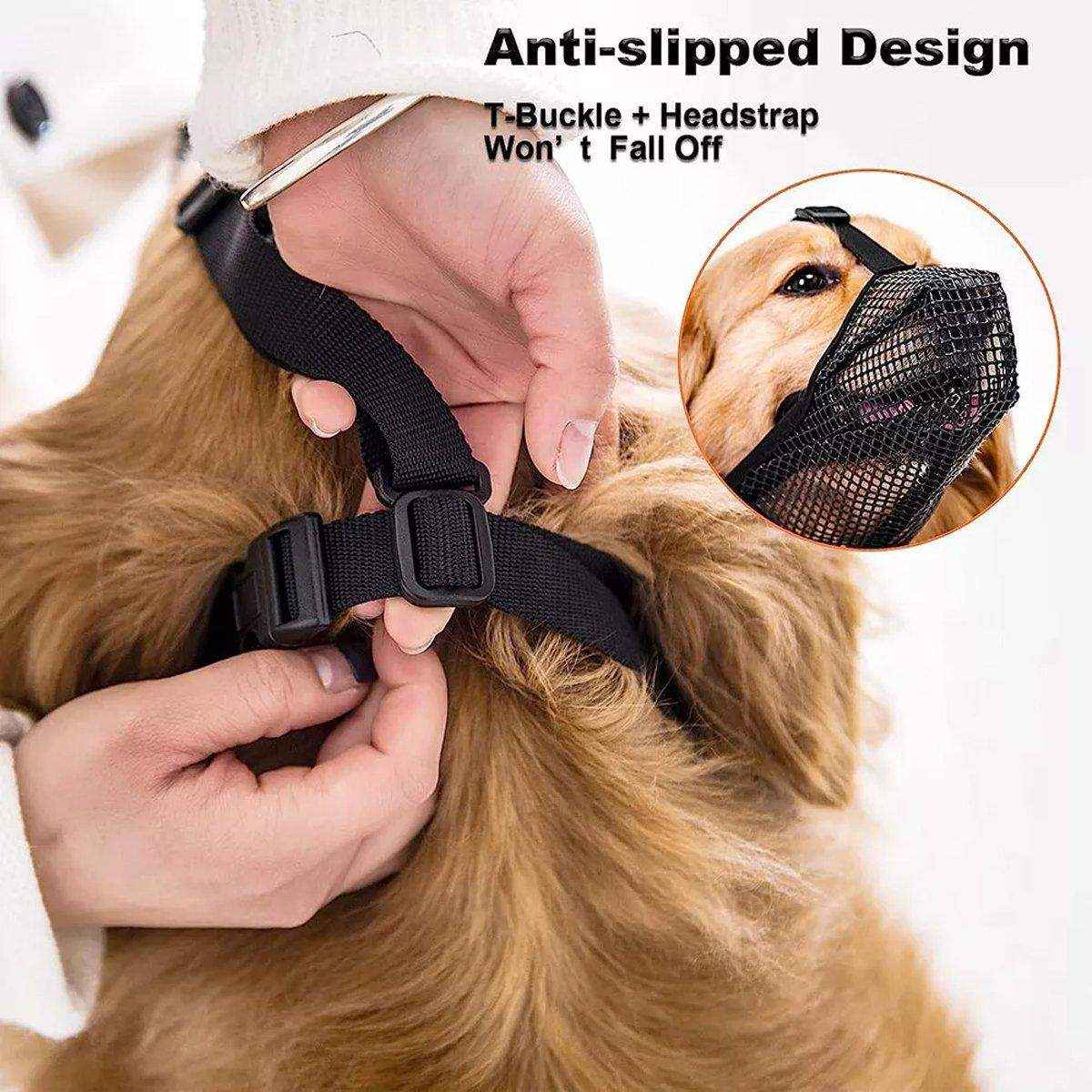 2PCS Adjustable Mesh Dog Muzzle Set Breathable Anti-Bite Muzzles