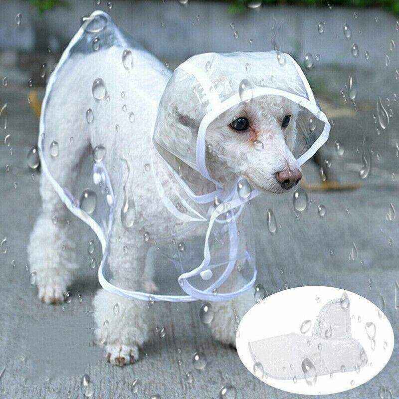 Waterproof Dog Rain Jacket- Puppy Hooded Outdoor Coat Vest Clothes Raincoat