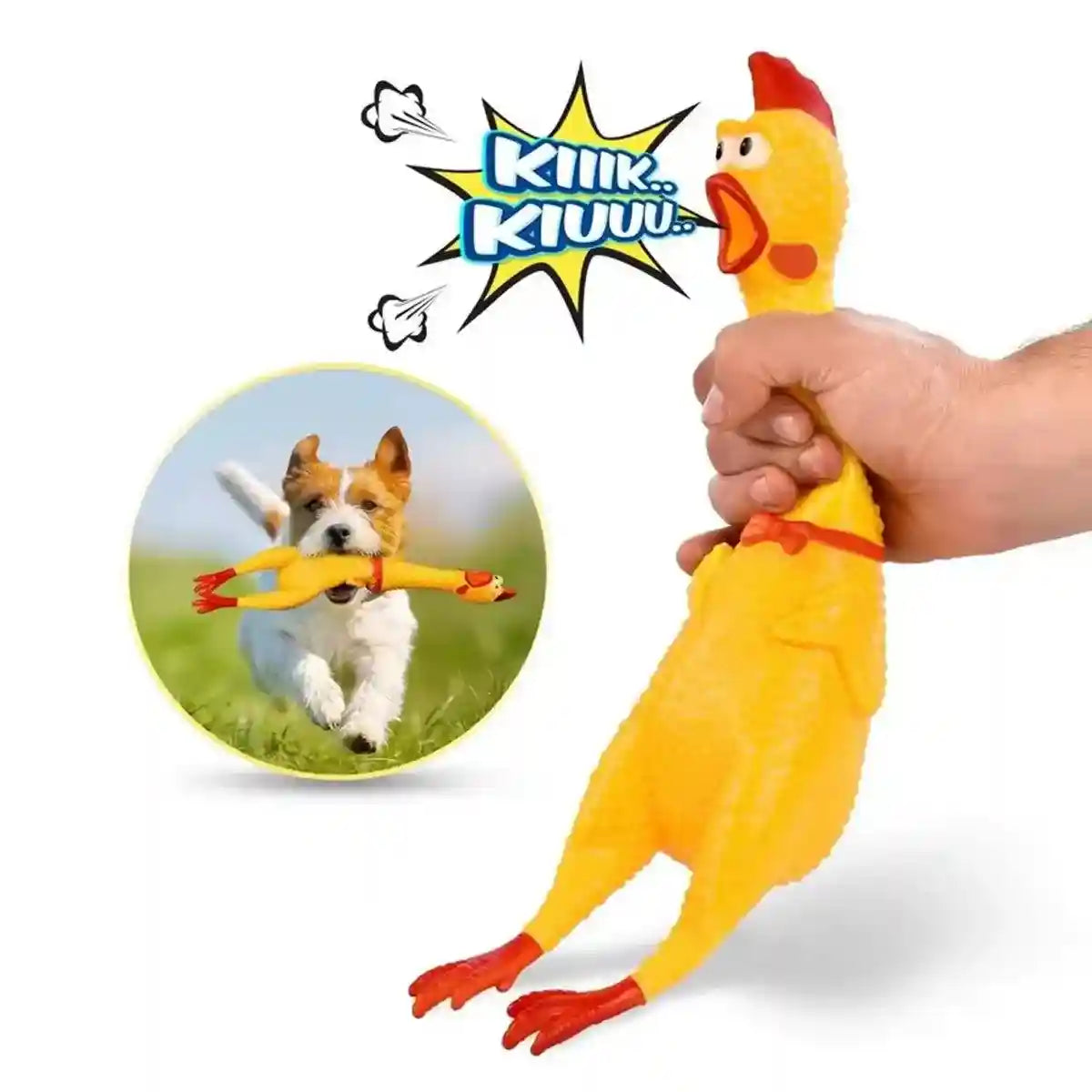 Squeaker Funny Screaming Shrilling Chicken Toy Squeeze PVC Pet Chew Dog