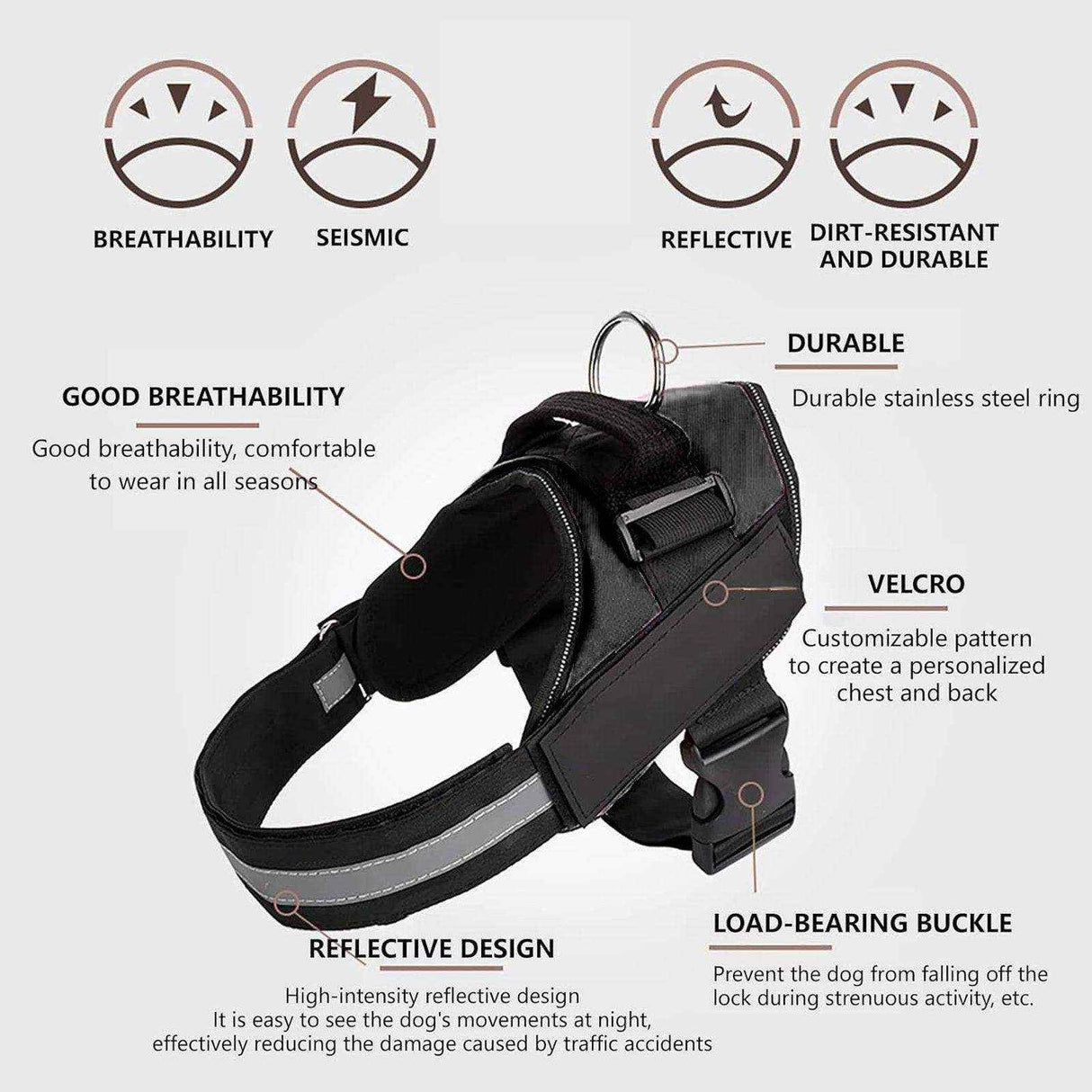 Service Working Dog Vest Training Bite Vest Duty Duty Chest Strap Soft Lining