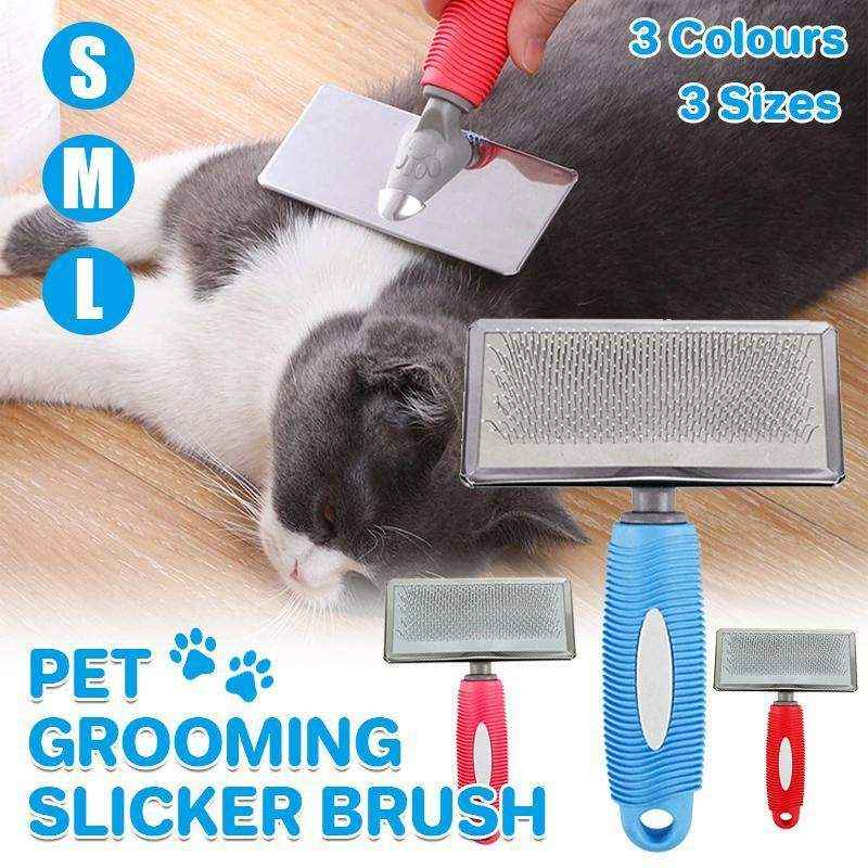 Pet Grooming Slicker Brush – Effective Deshedding Tool for Cats & Dogs