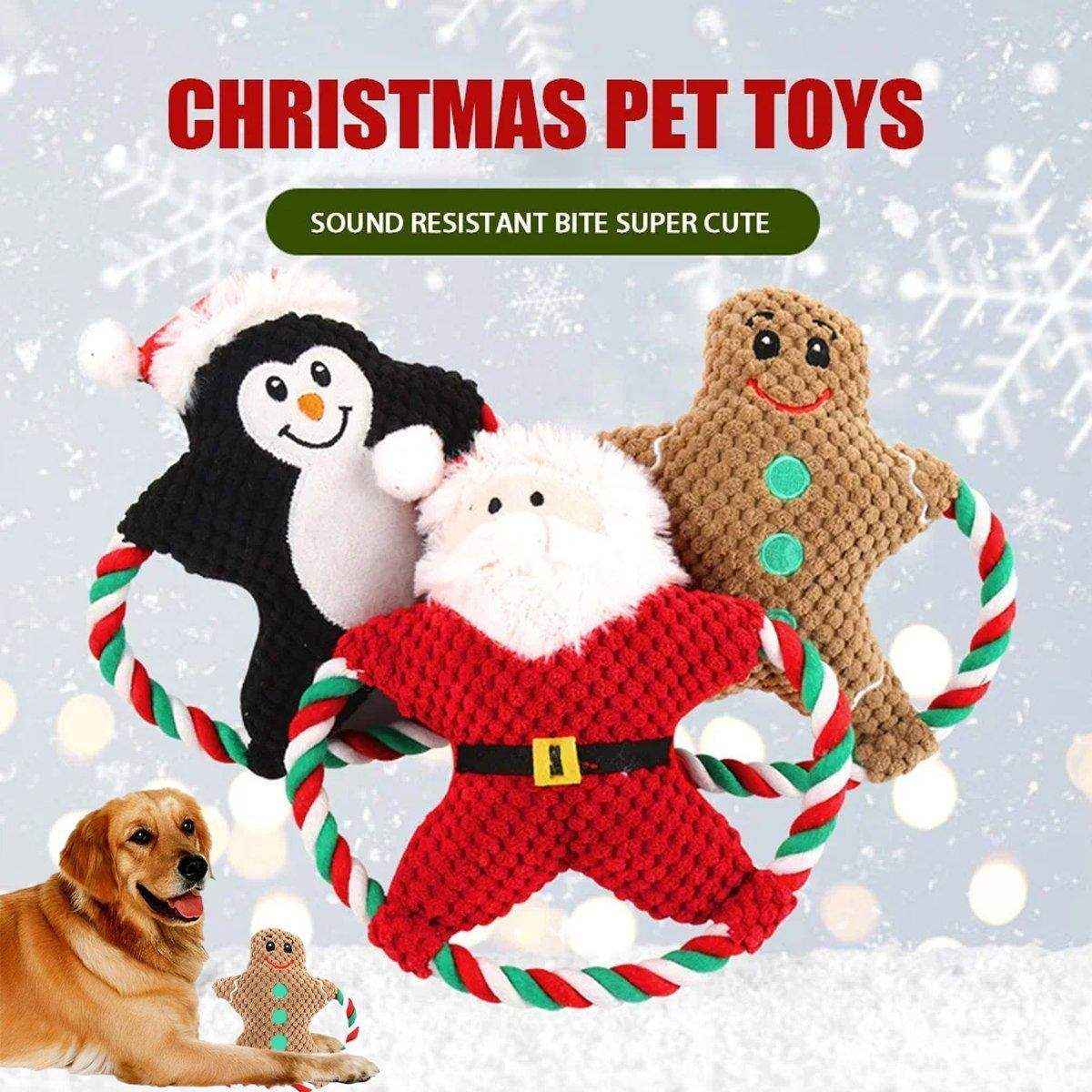Pet Christmas Plush Toy - Festive Dog Bite Companion