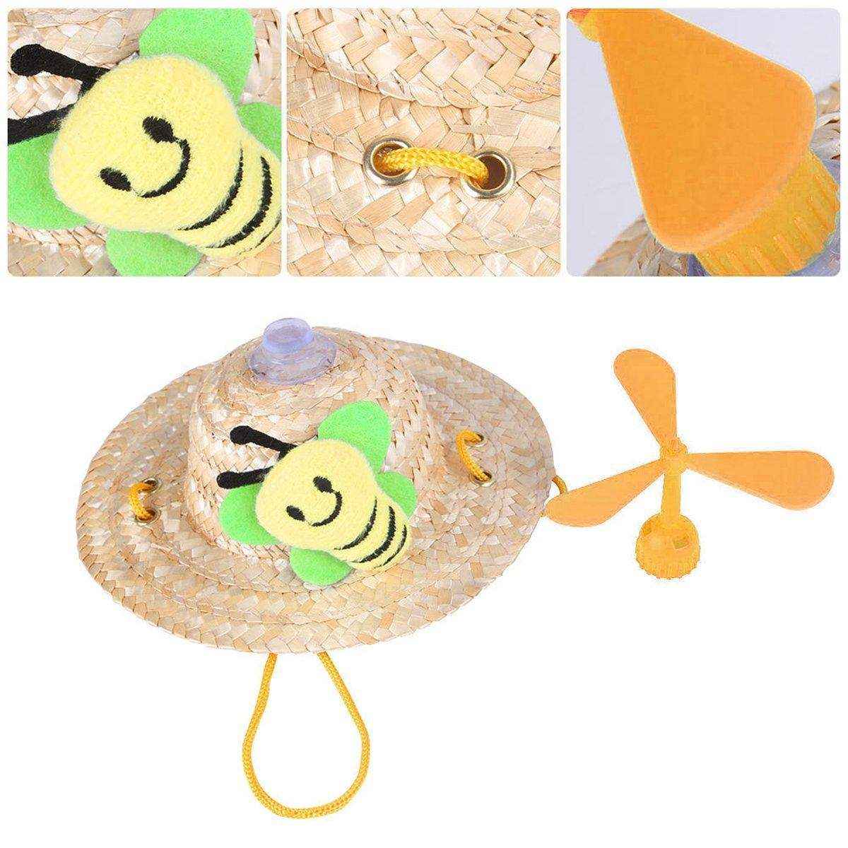Pet Straw Hat Bamboo Dragonfly Cat And Dog Headwear Puppy Sun Hat Decoration