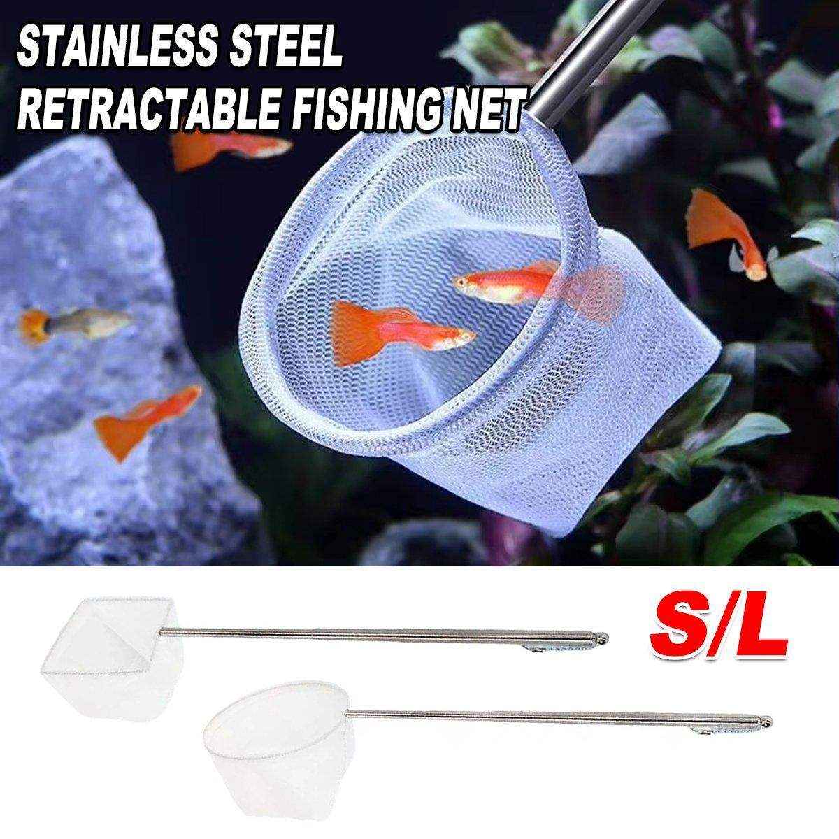 Stainless Steel Retractable Aquarium Fish Net - Telescopic Fish Scoop