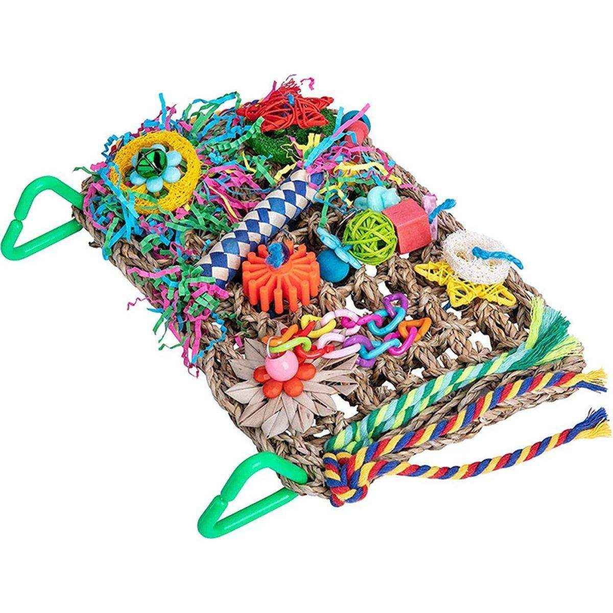 Parrot Bite Toy Grass Net Color Braided Tube Luffa Grass Silk Paper Bite Toy Cage Landscape