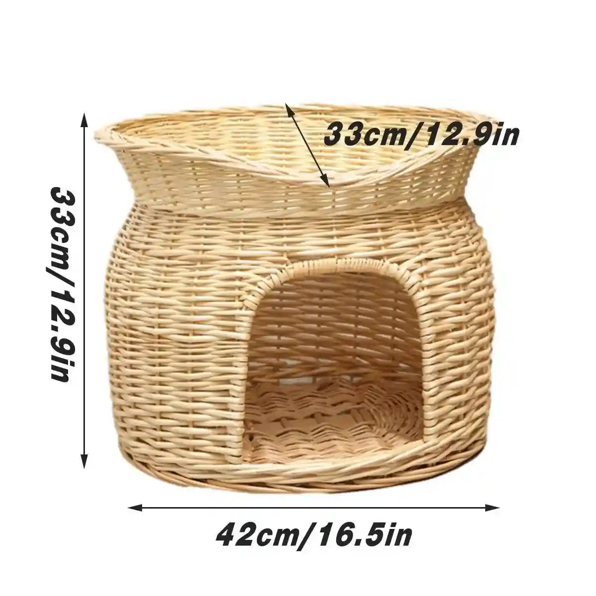 Rattan Cat House Double-Layer Design for Comfort and Privacy