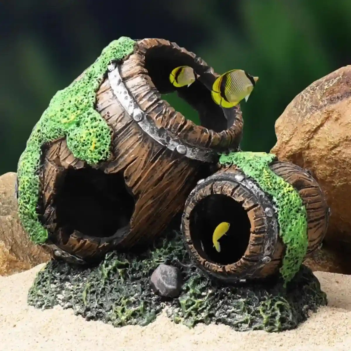 Resin Wine Barrel Aquarium Decoration