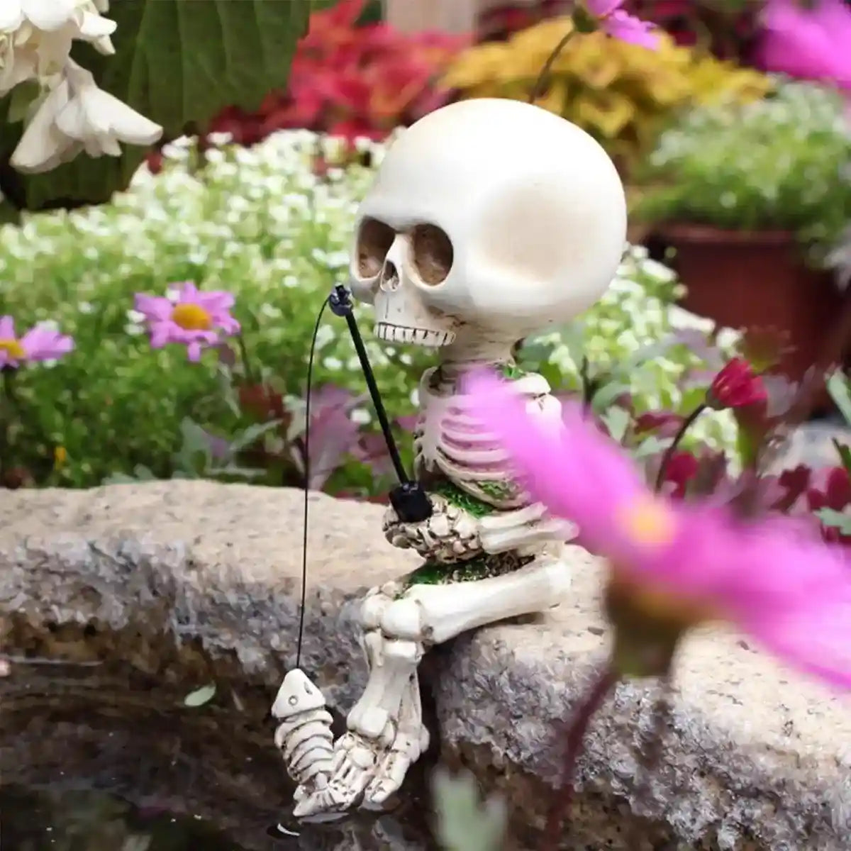 Skull Fishing Resin Ornament