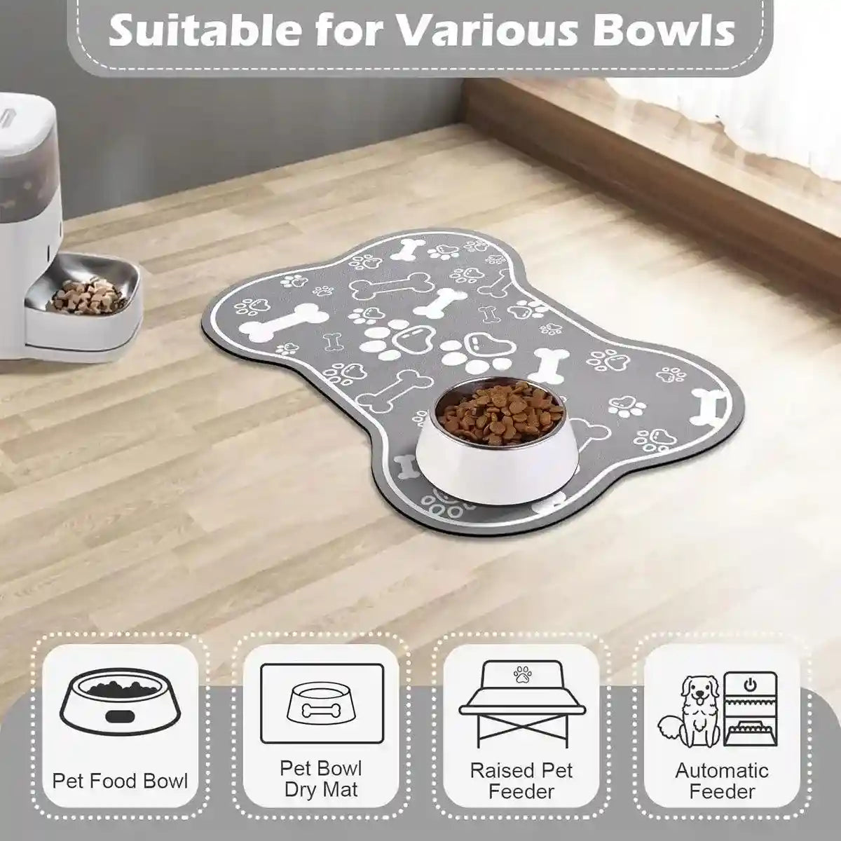 Non-slip Diatom Mud Pet Feeding Mat Absorbent & Dirt-Resistant Dog Placemat