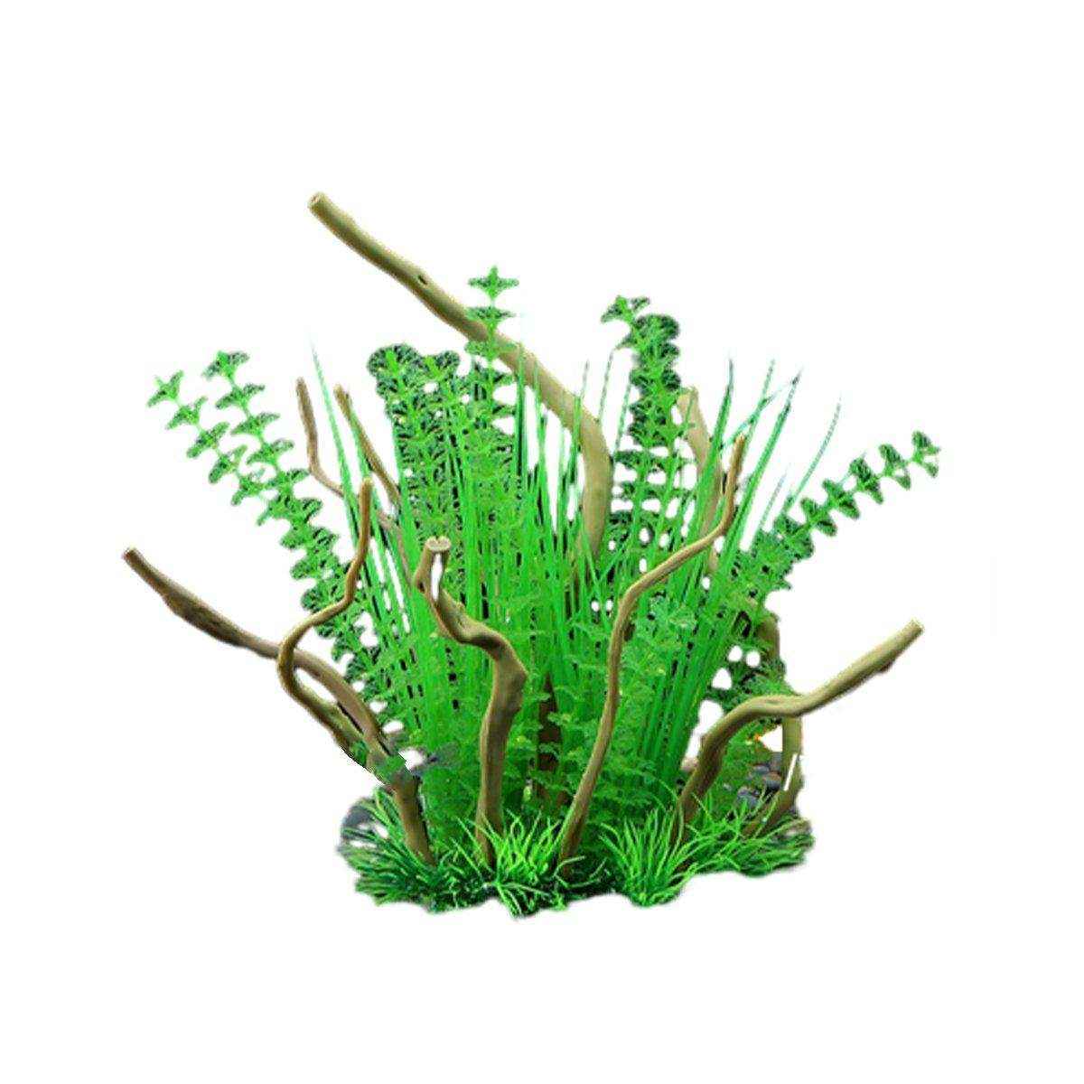 Faux Aquarium Plants Rock Decoration with Simulated Wood & Water Grass