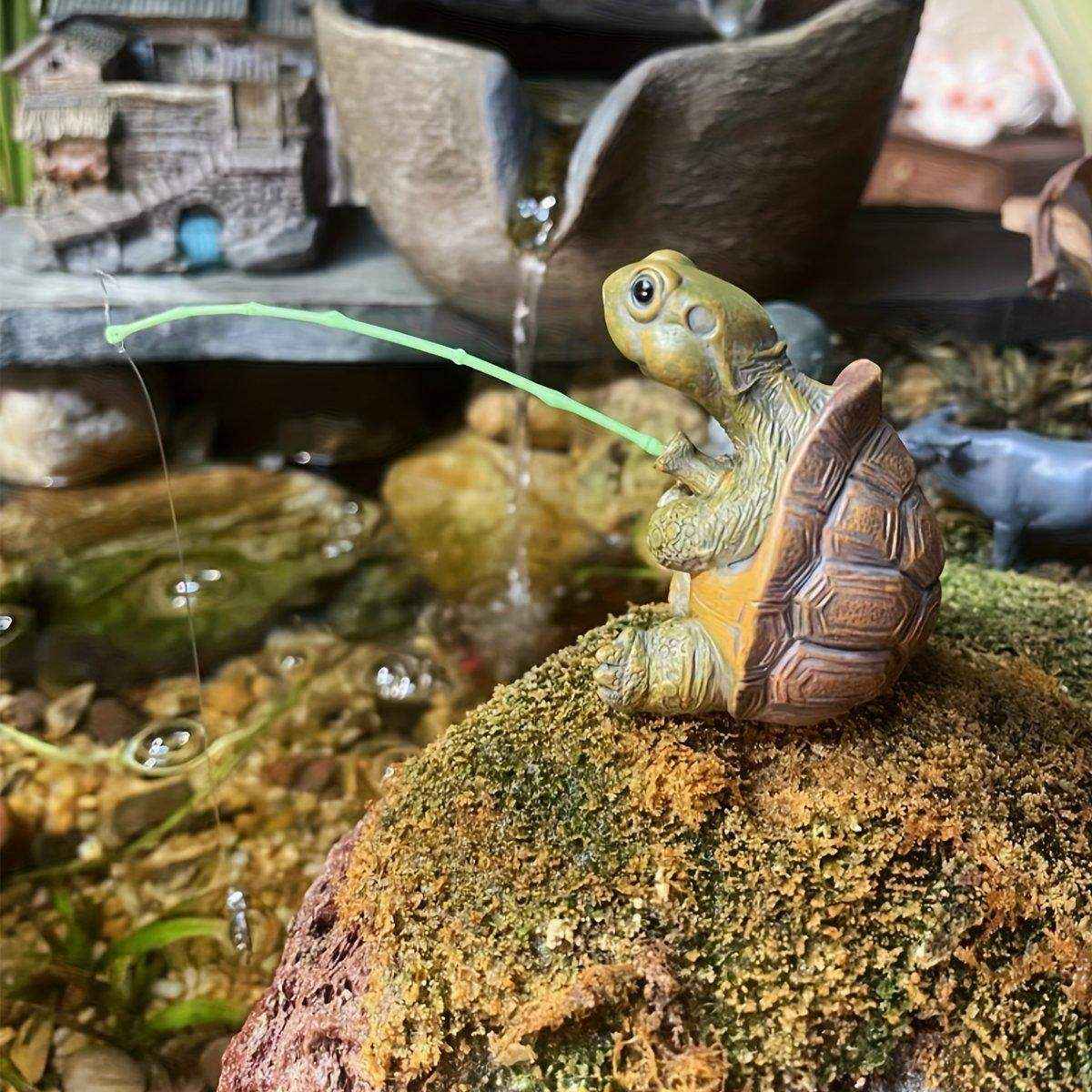 Fishing Turtle Ornament for Aquarium