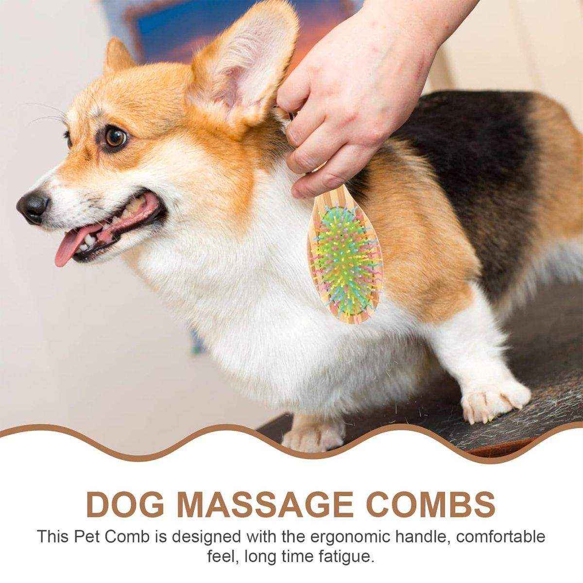 Double-Sided Pet Comb with Bamboo Handle Flea Comb & Knot Brush for Dogs and Cats