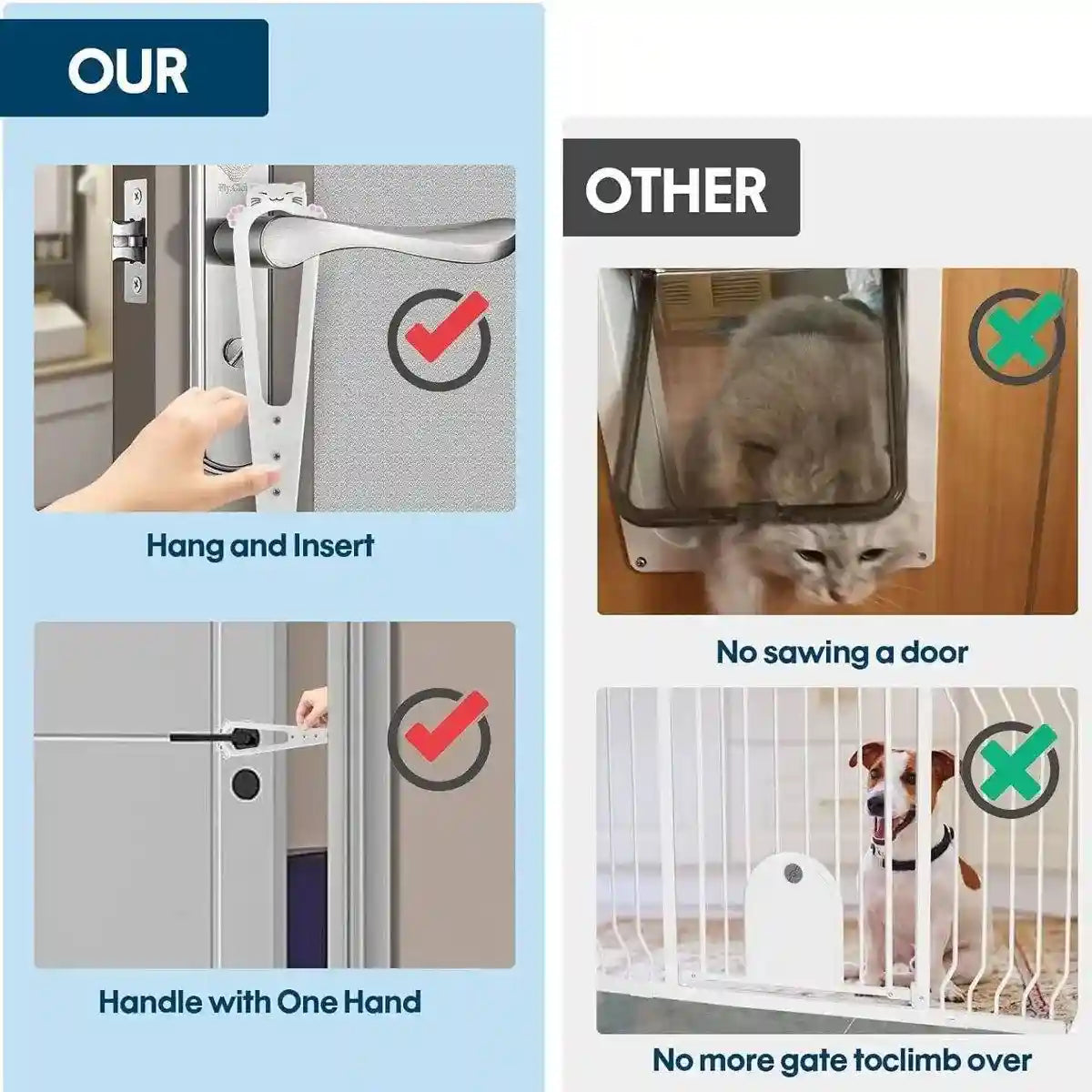 Pet Door Blocker Room Door Latch Prevent Dogs From Entering Cat Elastic Door Lock