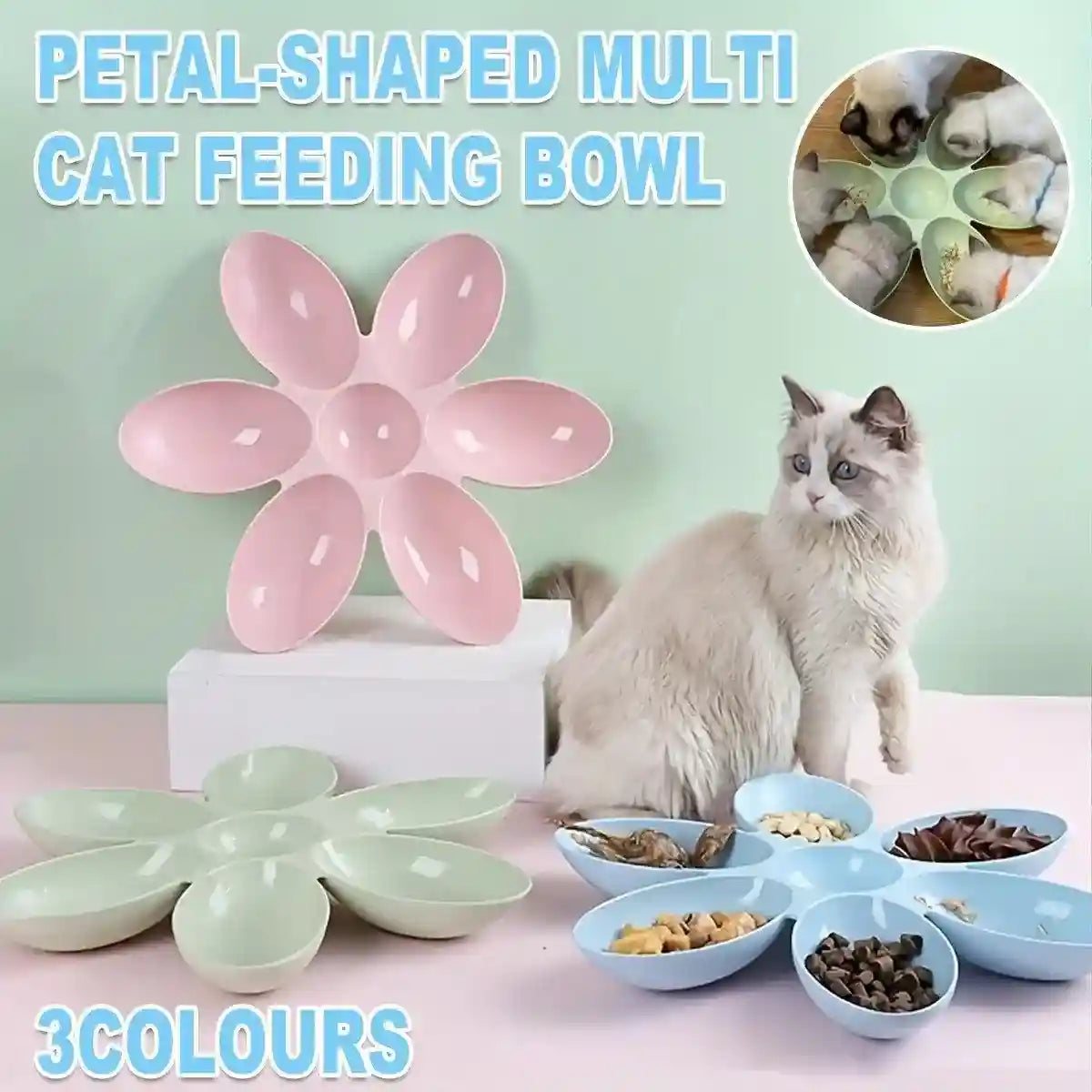 Petal-Shaped Multi-Cat Feeding Bowl