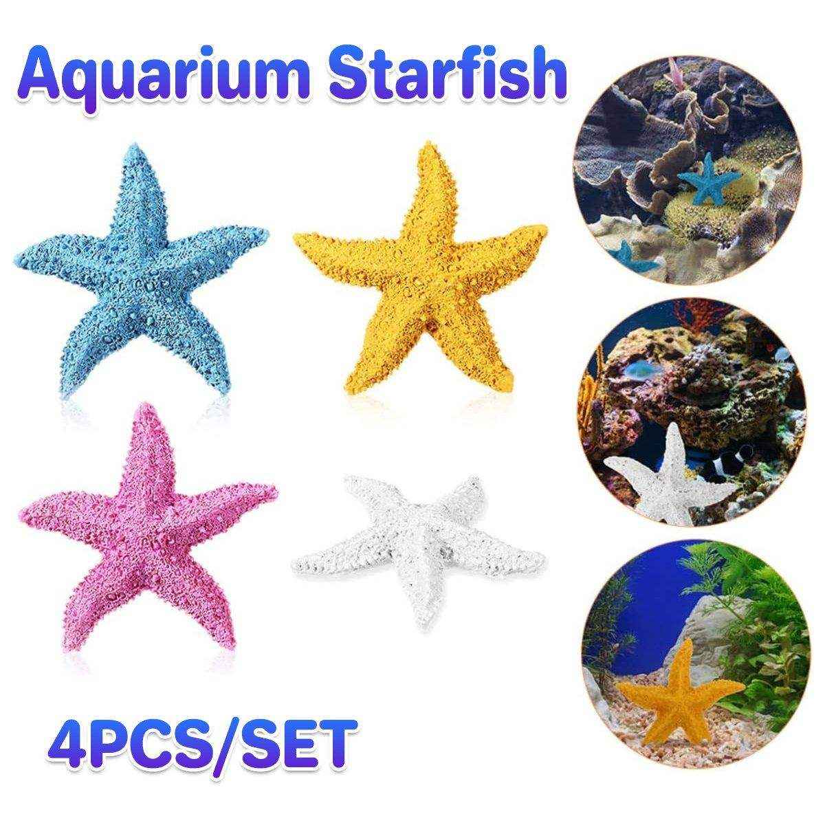 4 X Vibrant Aquarium Starfish Decorations Set