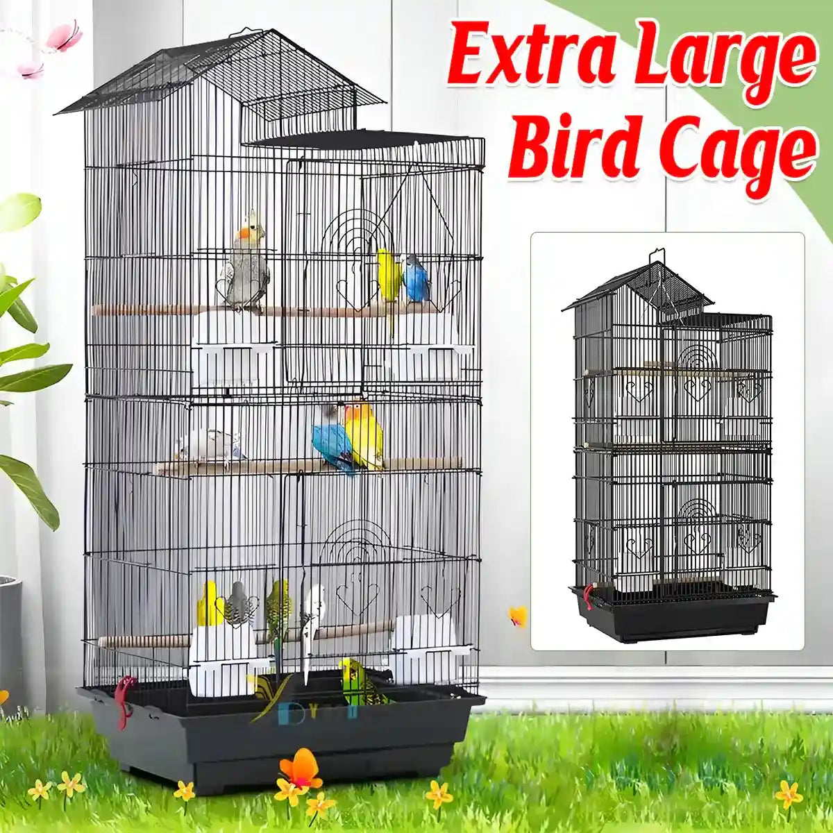 multi-level large bird cage for parrots and cockatiels