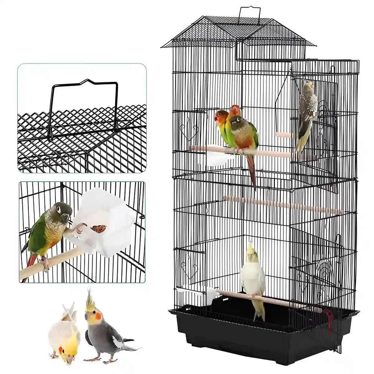 Multi-Level Parrot Aviary Spacious Large Bird Cage for Home Use