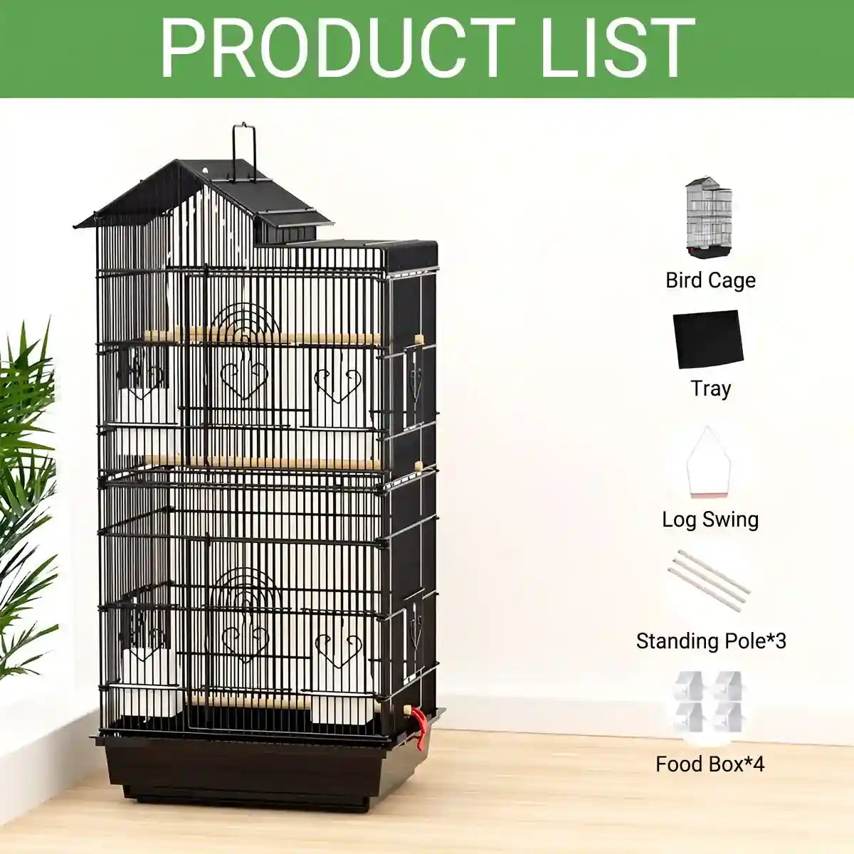 Multi-Level Parrot Aviary Spacious Large Bird Cage for Home Use