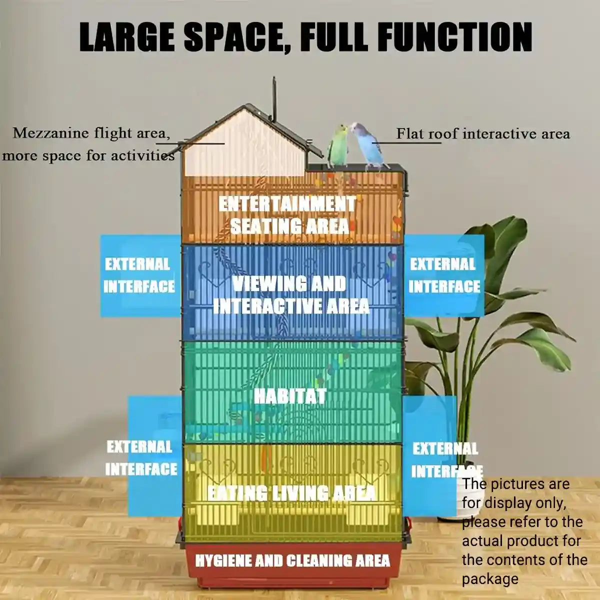Multi-Level Parrot Aviary Spacious Large Bird Cage for Home Use