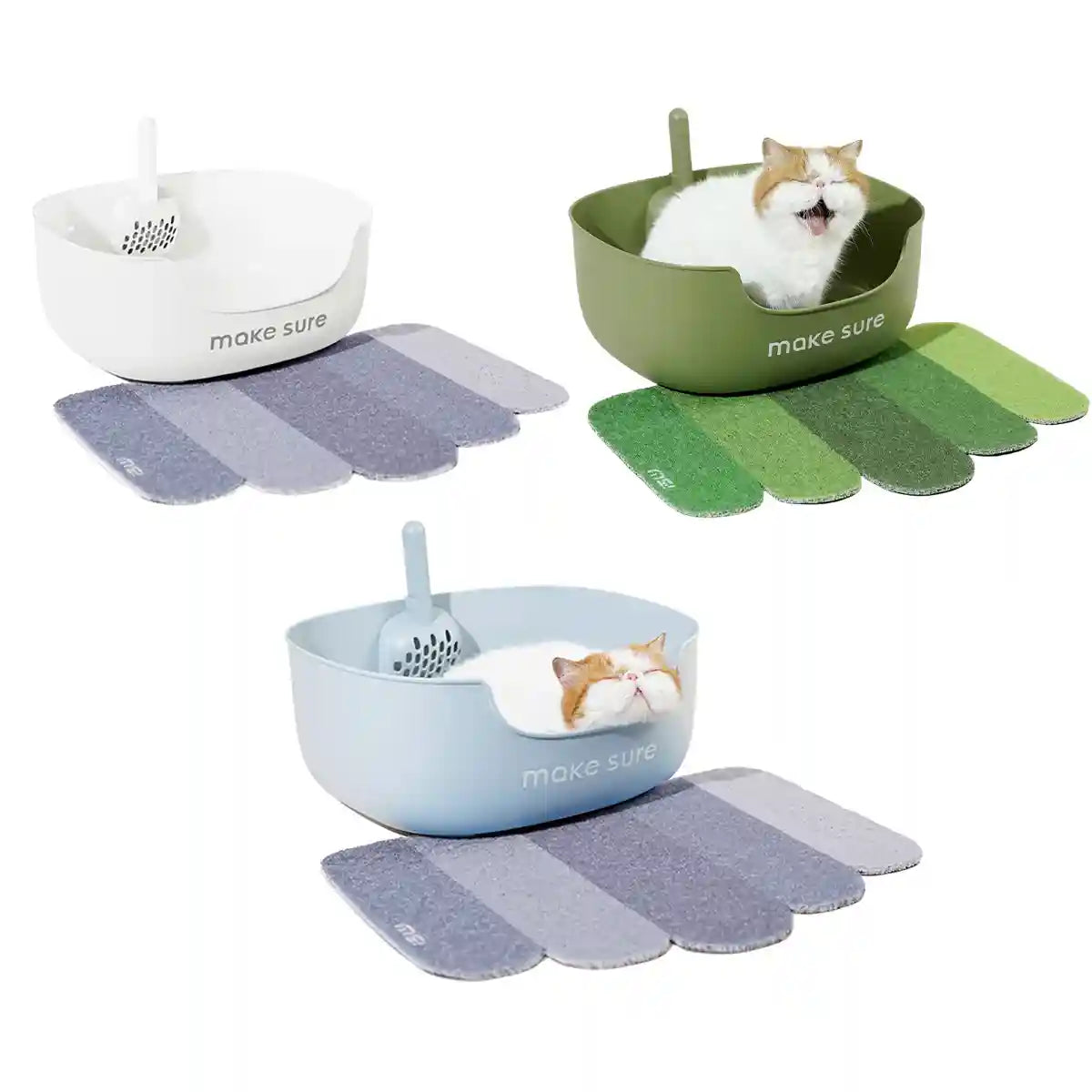 MAKESURE Extra Large Open Cat Litter Box with Scoop and Litter Mat