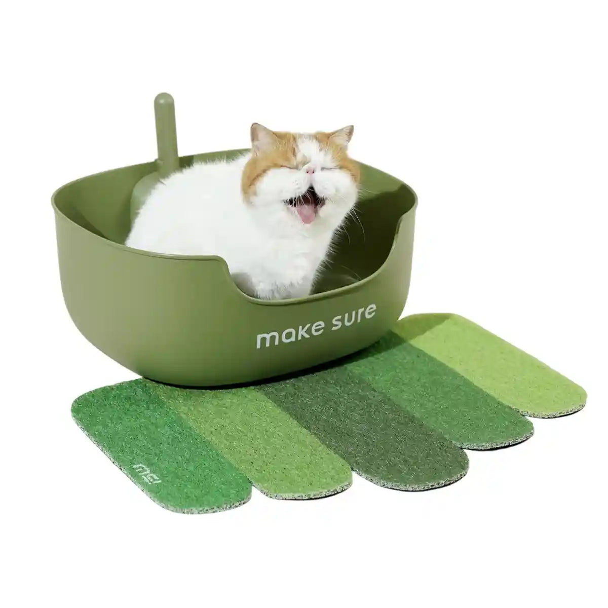 MAKESURE Extra Large Open Cat Litter Box with Scoop and Litter Mat