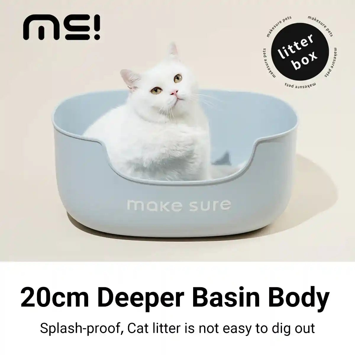 MAKESURE Extra Large Open Cat Litter Box with Scoop and Litter Mat