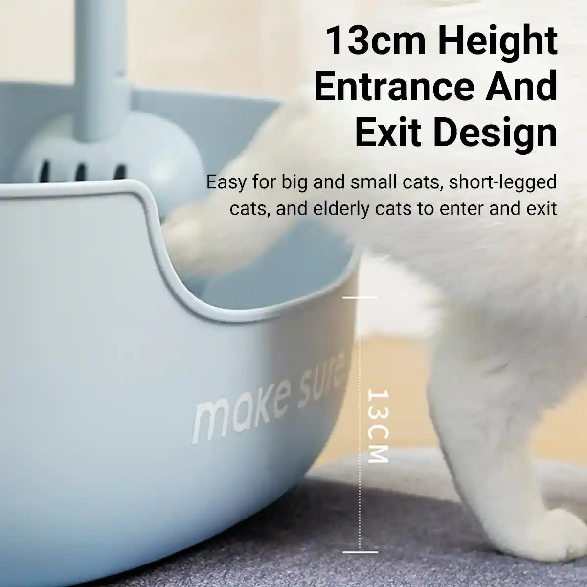 MAKESURE Extra Large Open Cat Litter Box with Scoop and Litter Mat