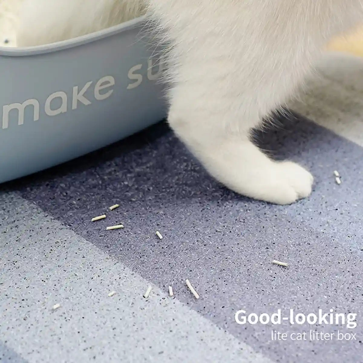 MAKESURE Extra Large Open Cat Litter Box with Scoop and Litter Mat