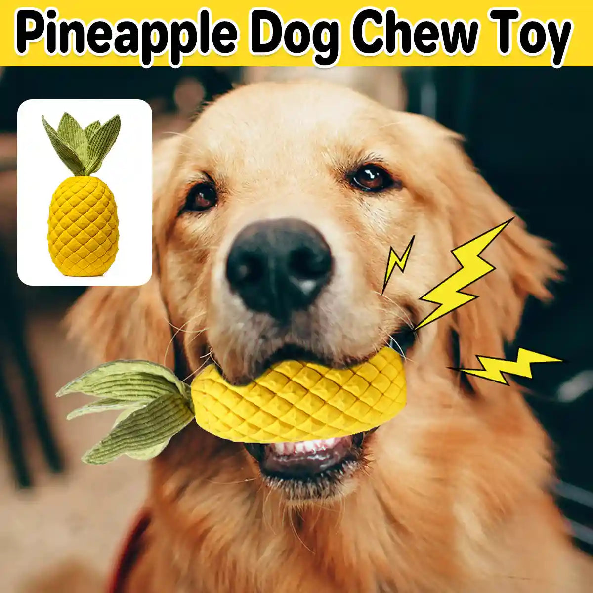 Durable Pineapple Dog Chew Toy Squeaky & Teeth Cleaning Toy