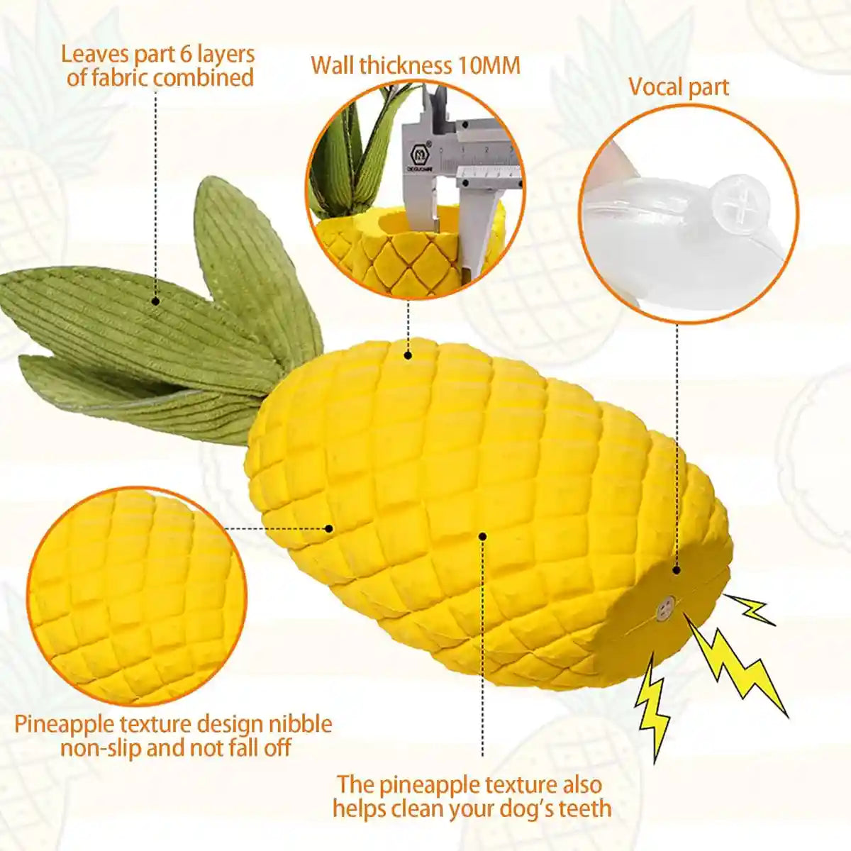 Durable Pineapple Dog Chew Toy Squeaky & Teeth Cleaning Toy