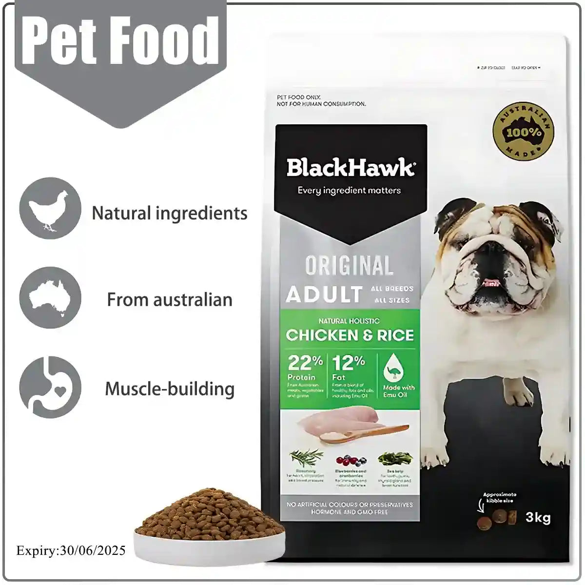 Black Hawk Dog Food Chicken & Rice 3kg/10kg Adult Premium Dry Dog Food