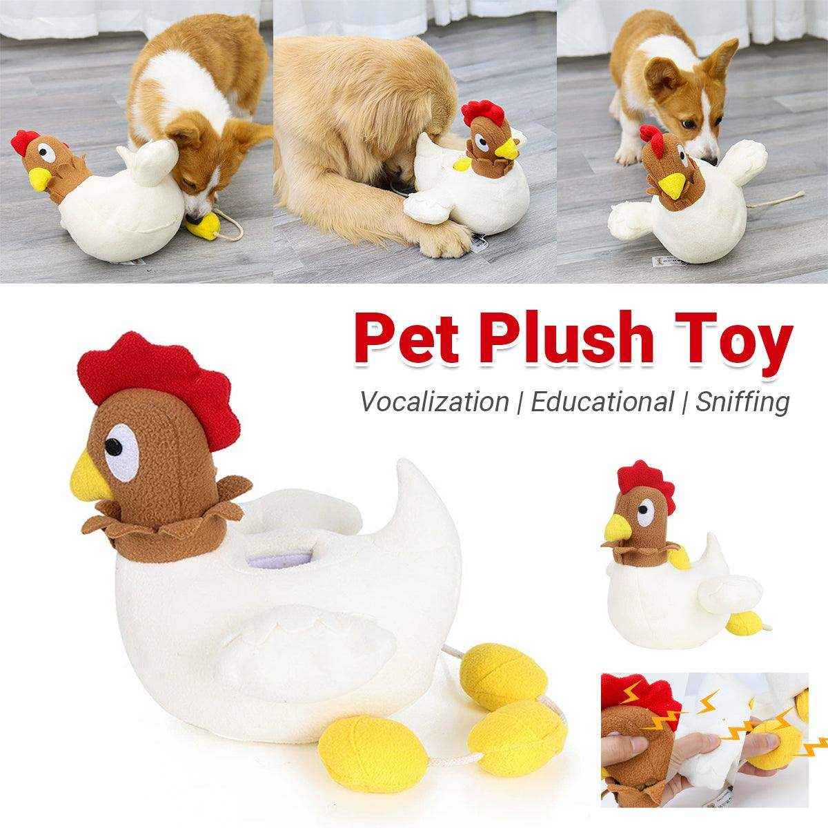Hen Laying Eggs Dog Toy Plush Squeaky Treat Puzzle for Small Dogs