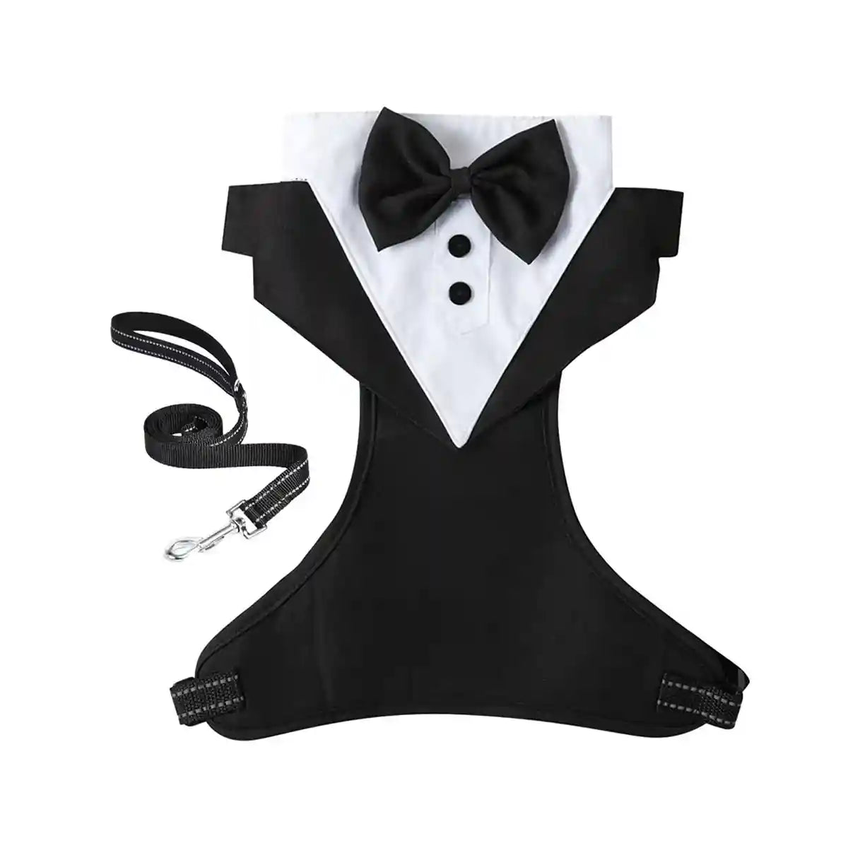 Adjustable Dog Harness and Leash Set with Bowtie No-Pull Vest Design