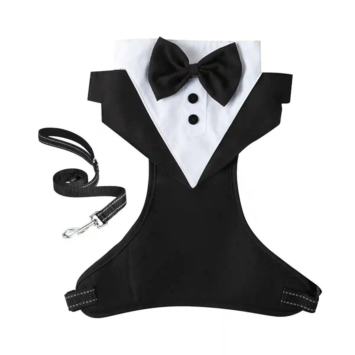 Adjustable Dog Harness and Leash Set with Bowtie No-Pull Vest Design