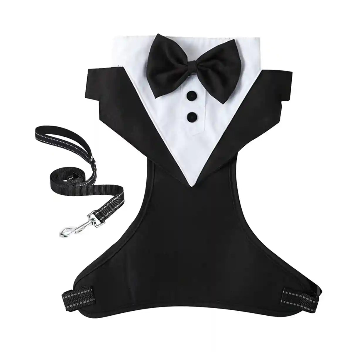 Adjustable Dog Harness and Leash Set with Bowtie No-Pull Vest Design