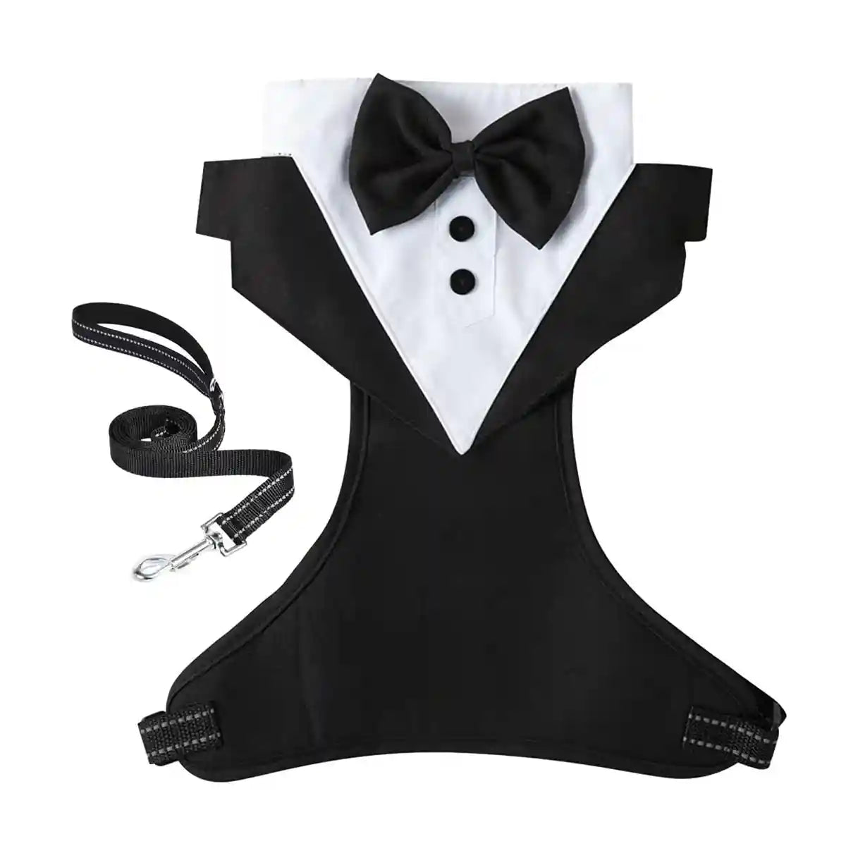 Adjustable Dog Harness and Leash Set with Bowtie No-Pull Vest Design