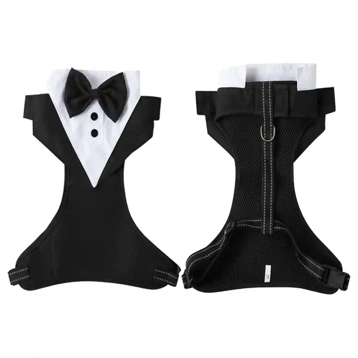 Adjustable Dog Harness and Leash Set with Bowtie No-Pull Vest Design