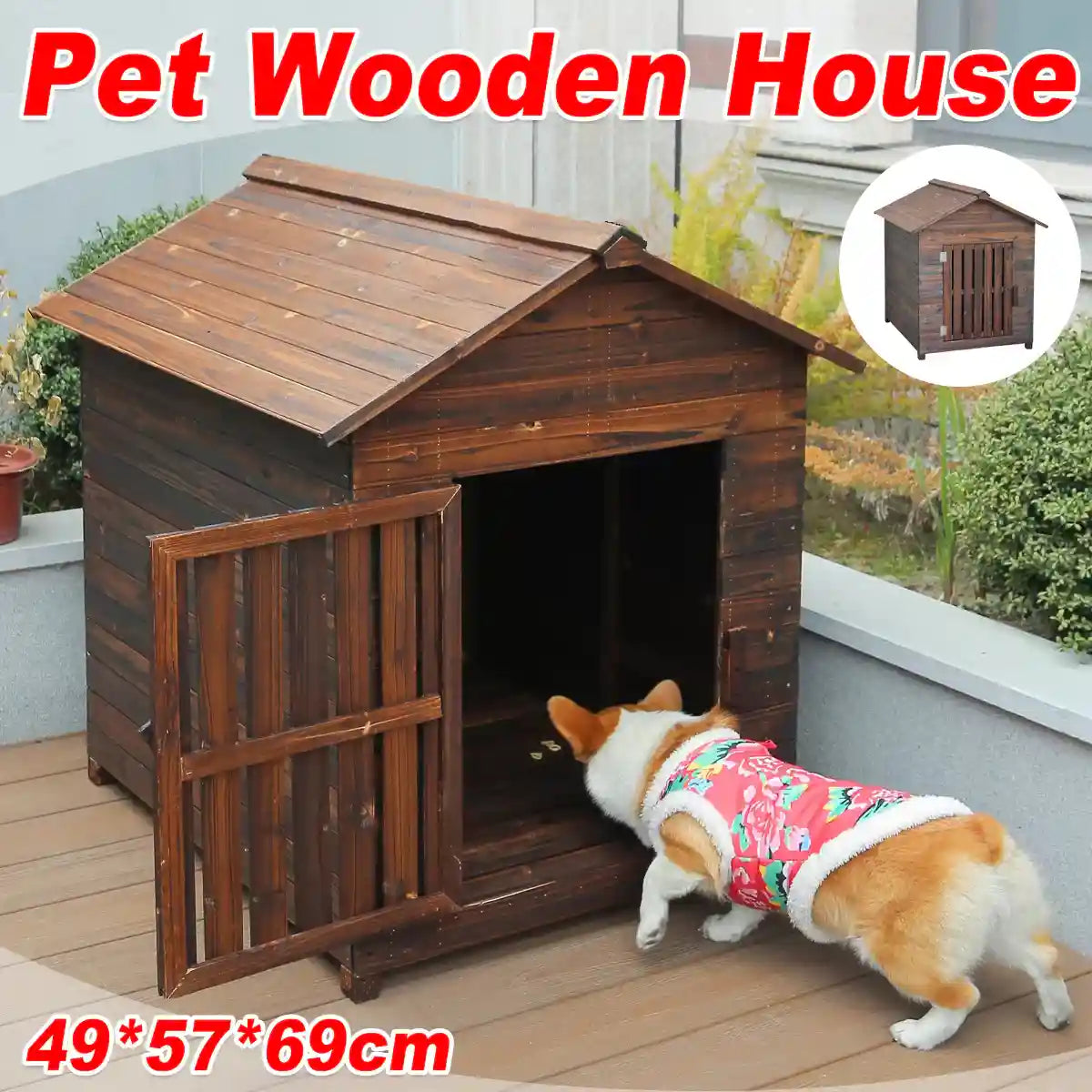 Weatherproof Wooden Dog House Outdoor Kennel