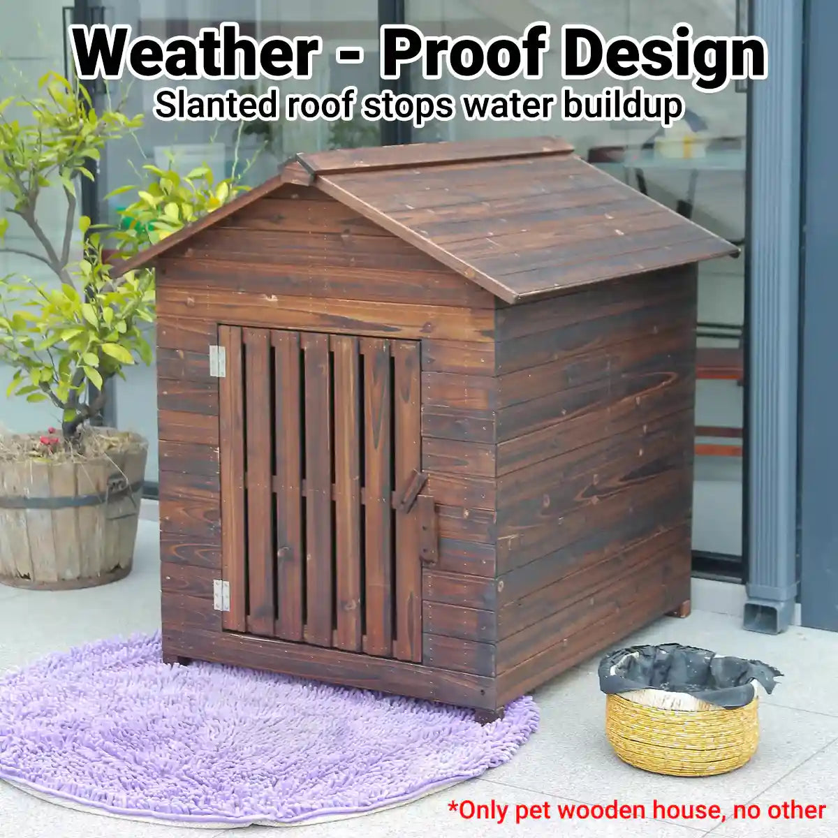 Weatherproof Wooden Dog House Outdoor Kennel