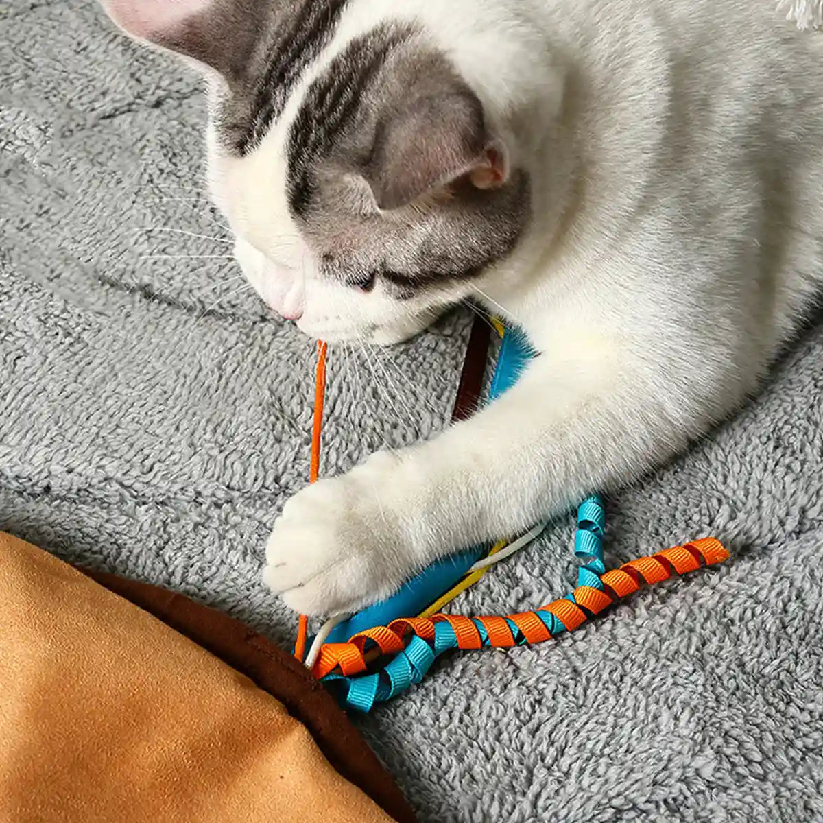 Bohemian Pet Mat Cat Play Rug With Toys & Non-Slip Design